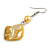Antique Yellow  Shell Bead Drop Earrings In Silver Tone - 60mm Long - view 3
