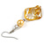 Antique Yellow  Shell Bead Drop Earrings In Silver Tone - 60mm Long - view 4