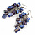 Blue Purple Shell Composite Cluster Dangle Earrings in Silver Tone - 70mm L - view 4
