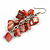 Red Shell Composite Cluster Dangle Earrings in Silver Tone - 70mm Long - view 4