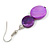 Purple Double Shell Drop Earrings In Silver Tone - 50mm Long - view 3