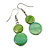 Green Double Shell Drop Earrings In Silver Tone - 50mm Long - view 3