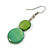 Green Double Shell Drop Earrings In Silver Tone - 50mm Long - view 4