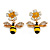 Cute Crystal Enamel Flower and Bee Drop Earrings In Gold Tone - 30mm Long - view 3