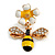 Cute Crystal Enamel Flower and Bee Drop Earrings In Gold Tone - 30mm Long - view 4