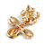 Cute Crystal Enamel Flower and Bee Drop Earrings In Gold Tone - 30mm Long - view 6
