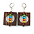 Multicoloured Wood Bead Square Drop Earrings In Silver Tone - 60mm Drop - view 3