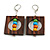 Multicoloured Wood Bead Square Drop Earrings In Silver Tone - 60mm Drop - view 4