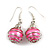 Silver Tone Pink Faux Pearl Bead Drop Earrings - 4cm Drop
