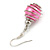 Silver Tone Pink Faux Pearl Bead Drop Earrings - 4cm Drop - view 4