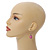 Silver Tone Pink Faux Pearl Bead Drop Earrings - 4cm Drop - view 2