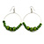 50mm Diameter Lime Green Wood Bead Hoop Drop Earrings In Silver Tone - 75mm Long - view 3