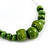 50mm Diameter Lime Green Wood Bead Hoop Drop Earrings In Silver Tone - 75mm Long - view 4