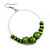50mm Diameter Lime Green Wood Bead Hoop Drop Earrings In Silver Tone - 75mm Long - view 5