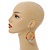 Orange/ Silver/ Transparent Ceramic/ Glass Bead Hoop Earrings In Silver Tone - 80mm Long - view 2