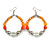 Orange/ Silver/ Transparent Ceramic/ Glass Bead Hoop Earrings In Silver Tone - 80mm Long - view 3