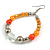 Orange/ Silver/ Transparent Ceramic/ Glass Bead Hoop Earrings In Silver Tone - 80mm Long - view 4