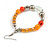 Orange/ Silver/ Transparent Ceramic/ Glass Bead Hoop Earrings In Silver Tone - 80mm Long - view 5