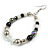 Black/ White/ Transparent Ceramic/ Glass Bead Hoop Earrings In Silver Tone - 80mm Long - view 4