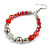 Red/ Silver/ Transparent Ceramic/ Glass Bead Hoop Earrings In Silver Tone - 80mm Long - view 4