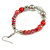 Red/ Silver/ Transparent Ceramic/ Glass Bead Hoop Earrings In Silver Tone - 80mm Long - view 5