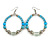 Light Blue/ Turquoise/ Transparent Ceramic/ Glass Bead Hoop Earrings In Silver Tone - 80mm Long - view 3