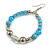 Light Blue/ Turquoise/ Transparent Ceramic/ Glass Bead Hoop Earrings In Silver Tone - 80mm Long - view 4