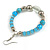 Light Blue/ Turquoise/ Transparent Ceramic/ Glass Bead Hoop Earrings In Silver Tone - 80mm Long - view 5