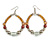 Coffee/ Light Topaz/ Transparent Ceramic/ Glass Bead Hoop Earrings In Silver Tone - 80mm Long - view 3