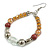 Coffee/ Light Topaz/ Transparent Ceramic/ Glass Bead Hoop Earrings In Silver Tone - 80mm Long - view 4