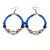 Blue/ Silver/ Transparent Ceramic/ Glass Bead Hoop Earrings In Silver Tone - 80mm Long - view 3