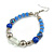 Blue/ Silver/ Transparent Ceramic/ Glass Bead Hoop Earrings In Silver Tone - 80mm Long - view 4