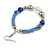 Blue/ Silver/ Transparent Ceramic/ Glass Bead Hoop Earrings In Silver Tone - 80mm Long - view 5