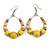 Lemon Yellow Ceramic/ Natural Wood Bead Hoop Earrings In Silver Tone - 70mm Long - view 3