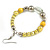 Lemon Yellow/ Silver/ Transparent Ceramic/ Glass Bead Hoop Earrings In Silver Tone - 80mm Long - view 5