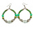Green/ Lime/ Transparent Ceramic/ Glass Bead Hoop Earrings In Silver Tone - 80mm Long - view 3