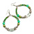 Green/ Lime/ Transparent Ceramic/ Glass Bead Hoop Earrings In Silver Tone - 80mm Long - view 1