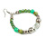 Green/ Lime/ Transparent Ceramic/ Glass Bead Hoop Earrings In Silver Tone - 80mm Long - view 5