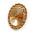 Statement Oval Topaz Glass and Champagne Crystal Clip On Earrings In Gold Tone - 27mm Tall - view 4