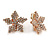 Statement Cler Crystal Floral Clip On Earrings In Rose Gold Tone Metal - 22mm Diameter