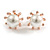 15mm White Simulated Glass Pearl Sunflower Stud Earrings In Rose Gold Tone Metal - view 3