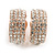 C-Shape Clear Crystal Clip-on Earrings In Rose Gold Tone Metal - 20mm Tall - view 7