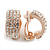 C-Shape Clear Crystal Clip-on Earrings In Rose Gold Tone Metal - 20mm Tall - view 3