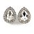 Clear Crystal Teardrop Clip On Earrings In Silver Tone - 22mm Tall