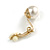 10mm D Classic Faux Pearl Clip On Earrings In Gold Tone - view 6