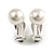 10mm D Classic Faux Pearl Clip On Earrings In Silver Tone - view 3