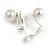 10mm D Classic Faux Pearl Clip On Earrings In Silver Tone - view 5