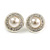 Clear Crystal Faux Pearl Button Shape Stud Earrings In Silver Tone - 18mm D - view 3