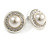 Clear Crystal Faux Pearl Button Shape Stud Earrings In Silver Tone - 18mm D - view 1