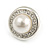 Clear Crystal Faux Pearl Button Shape Stud Earrings In Silver Tone - 18mm D - view 4